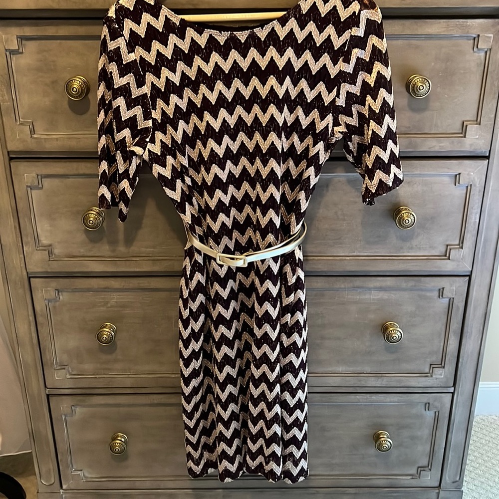 Connected Apparel dress purple and gold size 12P.